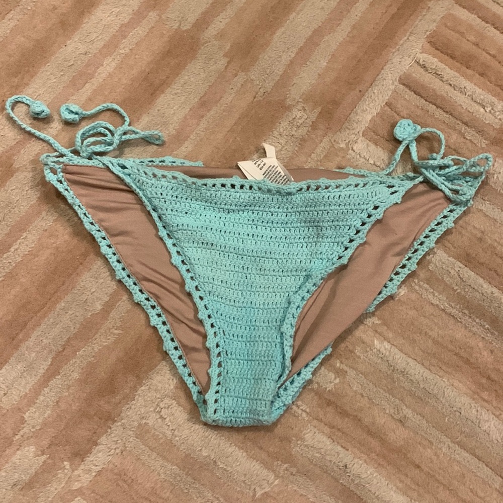 Bikini Lab turquoise crochet tie bikini bottom